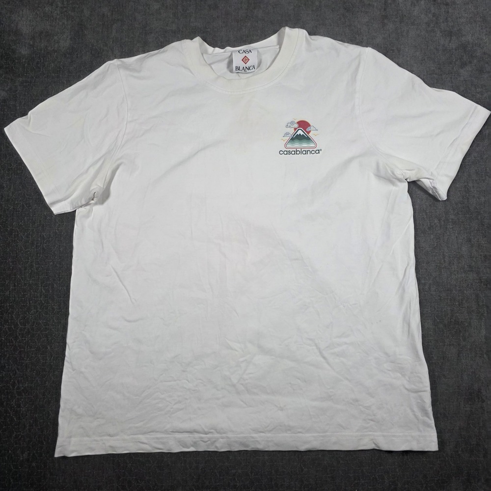Casablanca Paris Montagne Mens Large White Mount Fuji Graphic T-Shirt L Luxury